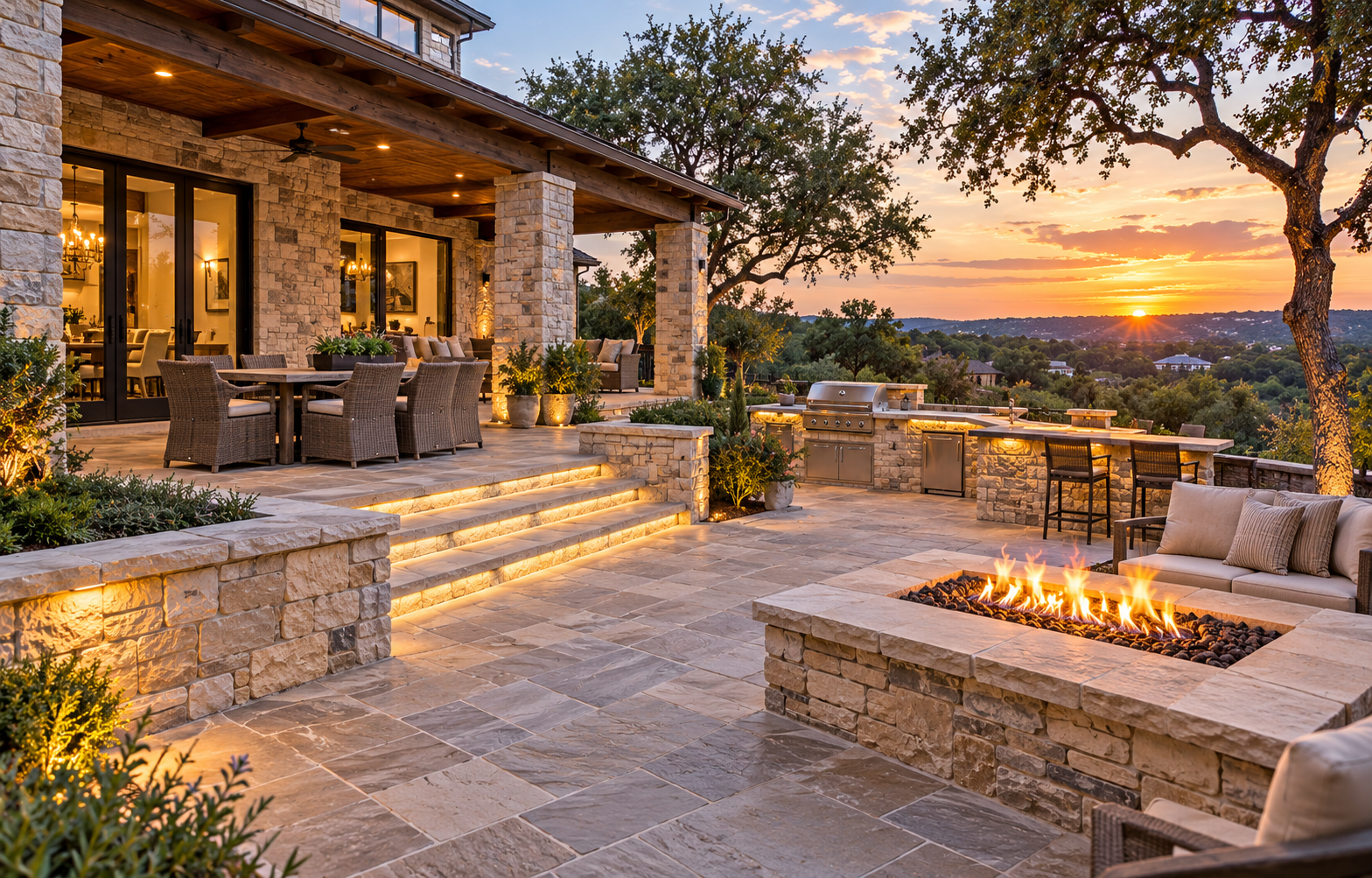 Sunset Stone Patio Retreat